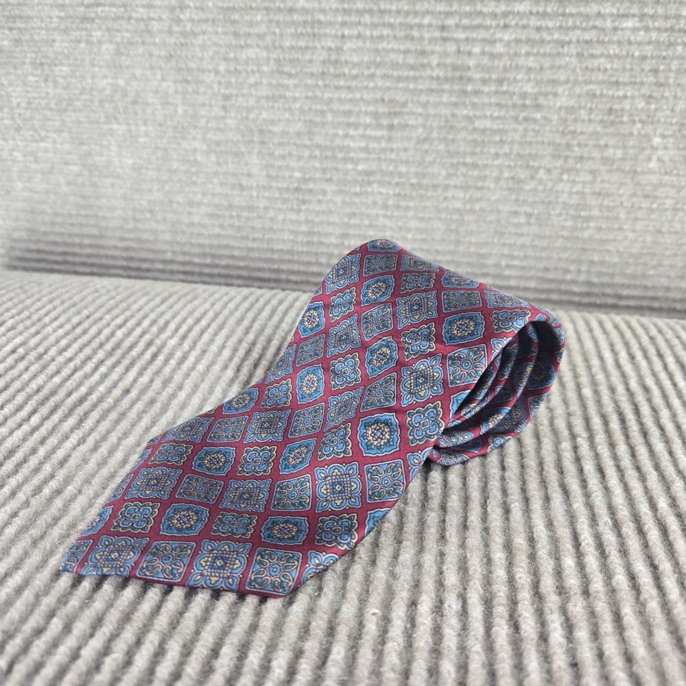 Jones New York Mens Burgundy Geometric Medallion Silk Necktie